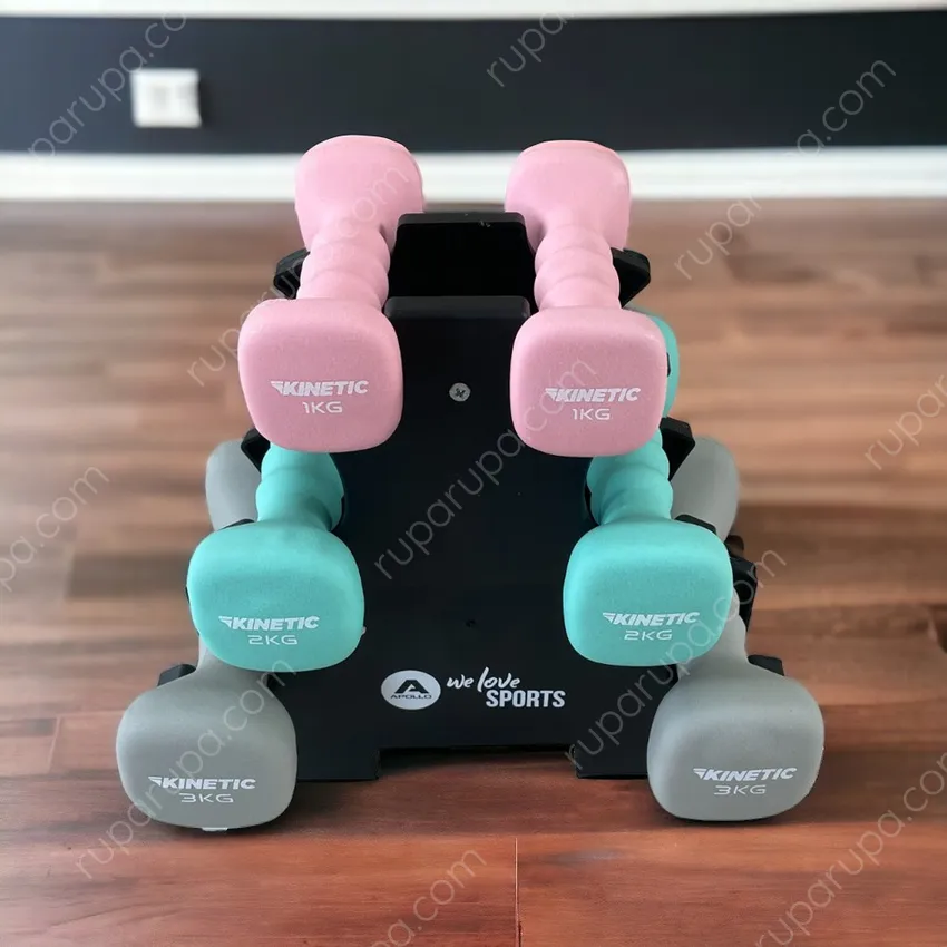 Jual Kinetic Set Pcs Dumbbell Neoprene Dengan Rak 12 Kg Terbaru