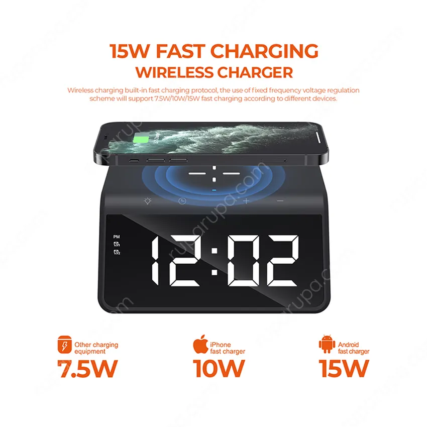 Havit Wireless Charger Dengan Jam Digital Hitam