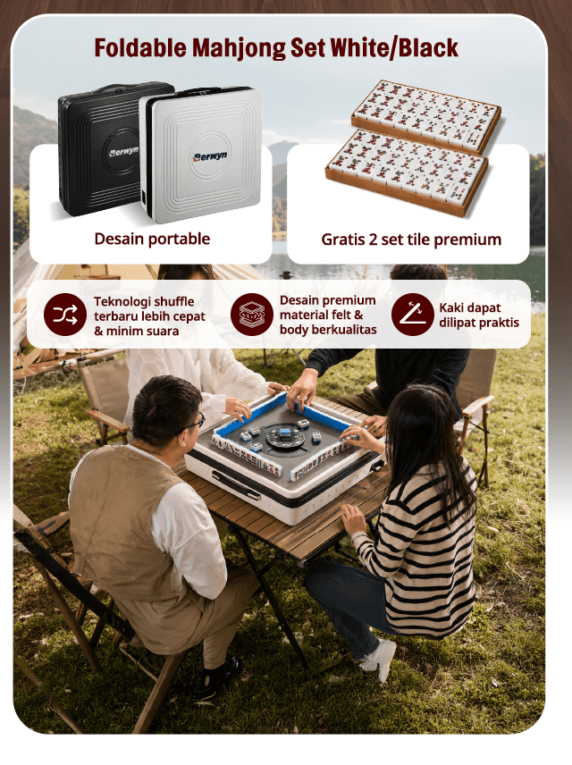 Foldable Mahjong Set White/black
