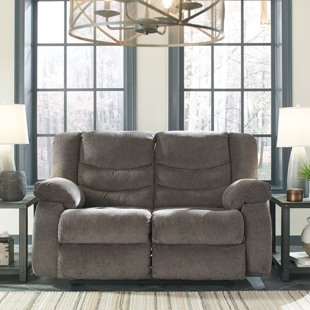 Ashley Tulen Sofa Recliner Fabric 2 Seater - Abu-Abu