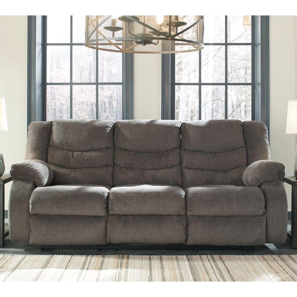 Ashley Tulen Sofa Recliner Fabric 3 Seater - Abu-Abu