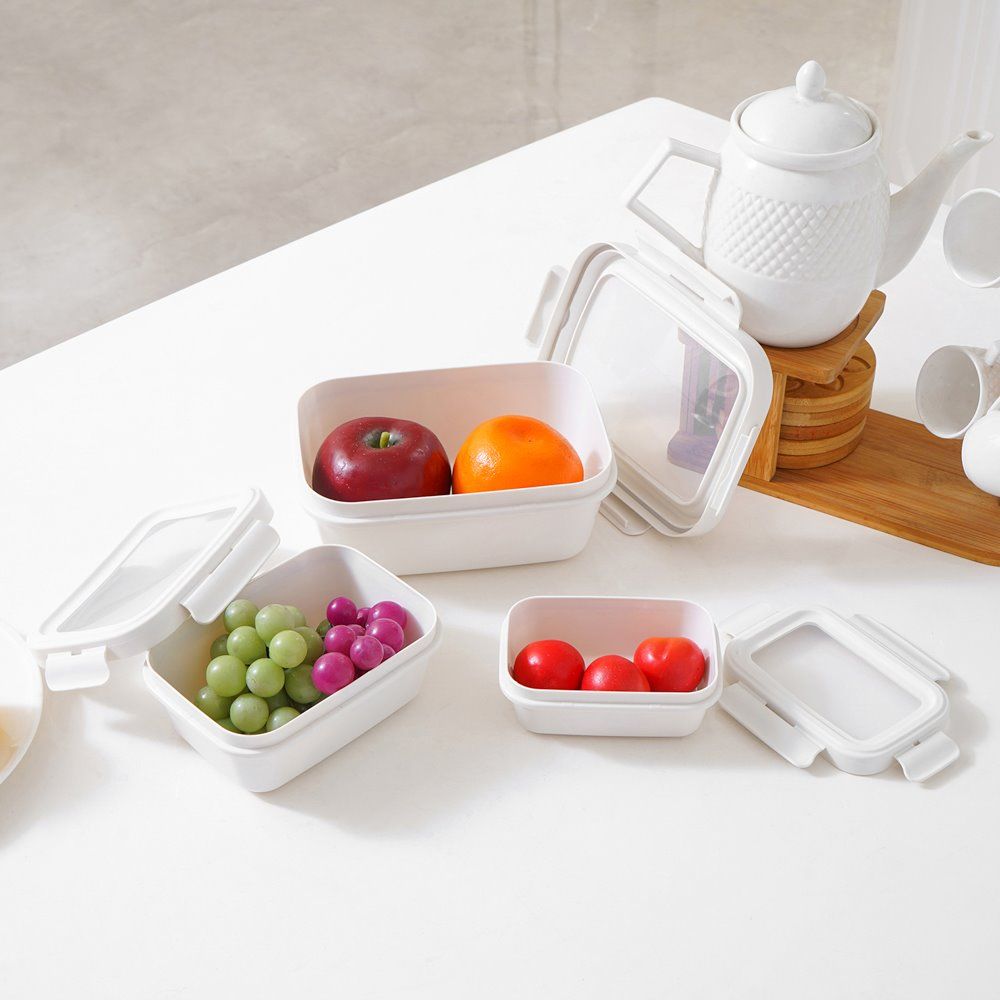 Appetite Aria Wadah Makanan Rectangle Set 3 pcs - Putih