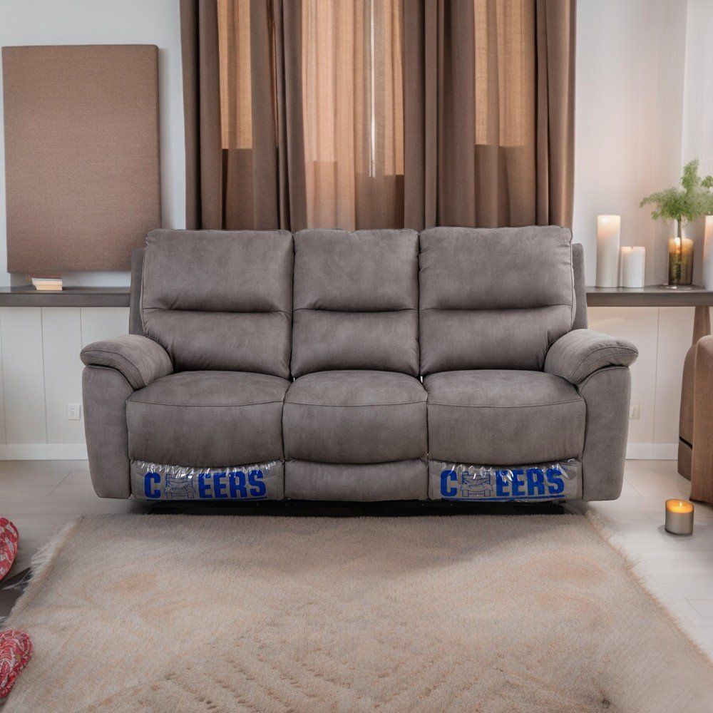 Cheers Moreno Sofa Recliner Fabric 3 Seater - Cokelat