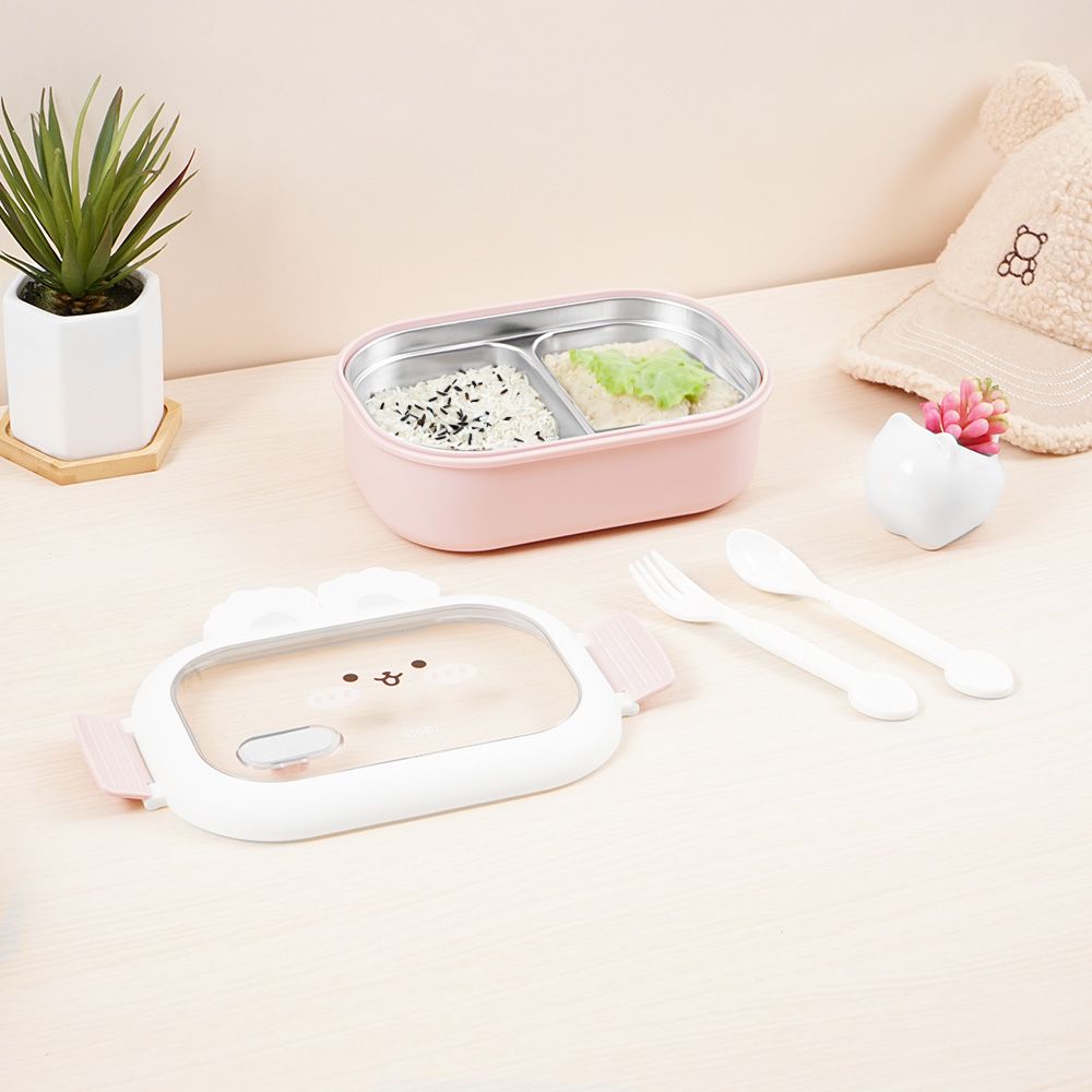 Ataru Kotak Makan 2 Sekat Rabbit 950 ml - Pink