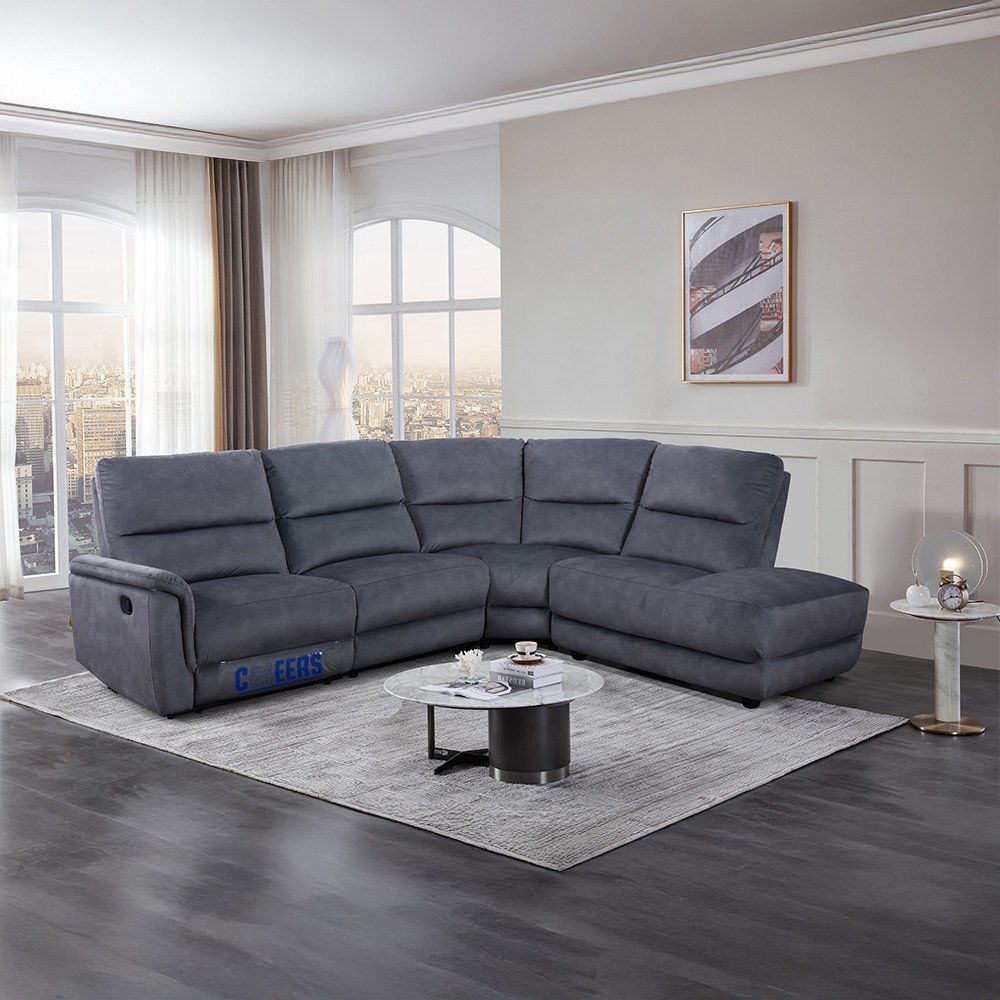 Cheers Murphy Sofa L Sectional Recliner Fabric Kanan - Abu-Abu
