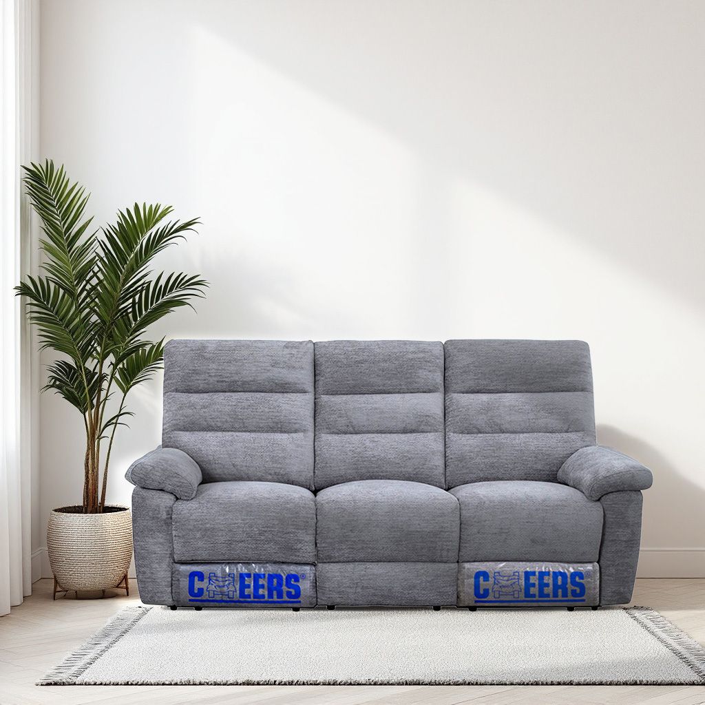 Cheers Modena Sofa Recliner Fabric 3 Seater - Abu-Abu