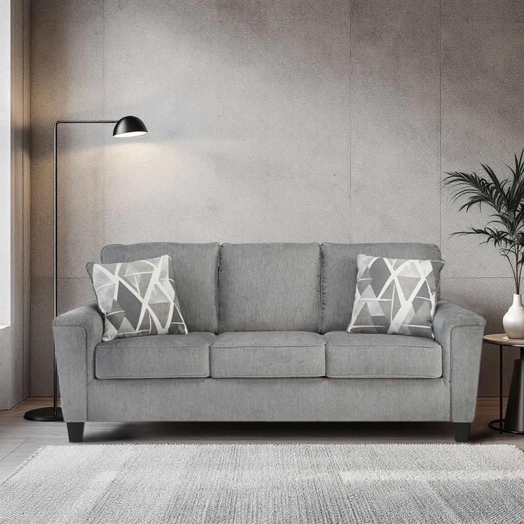 Ashley Leeshan Sofa Fabric 3 Seater - Abu-Abu