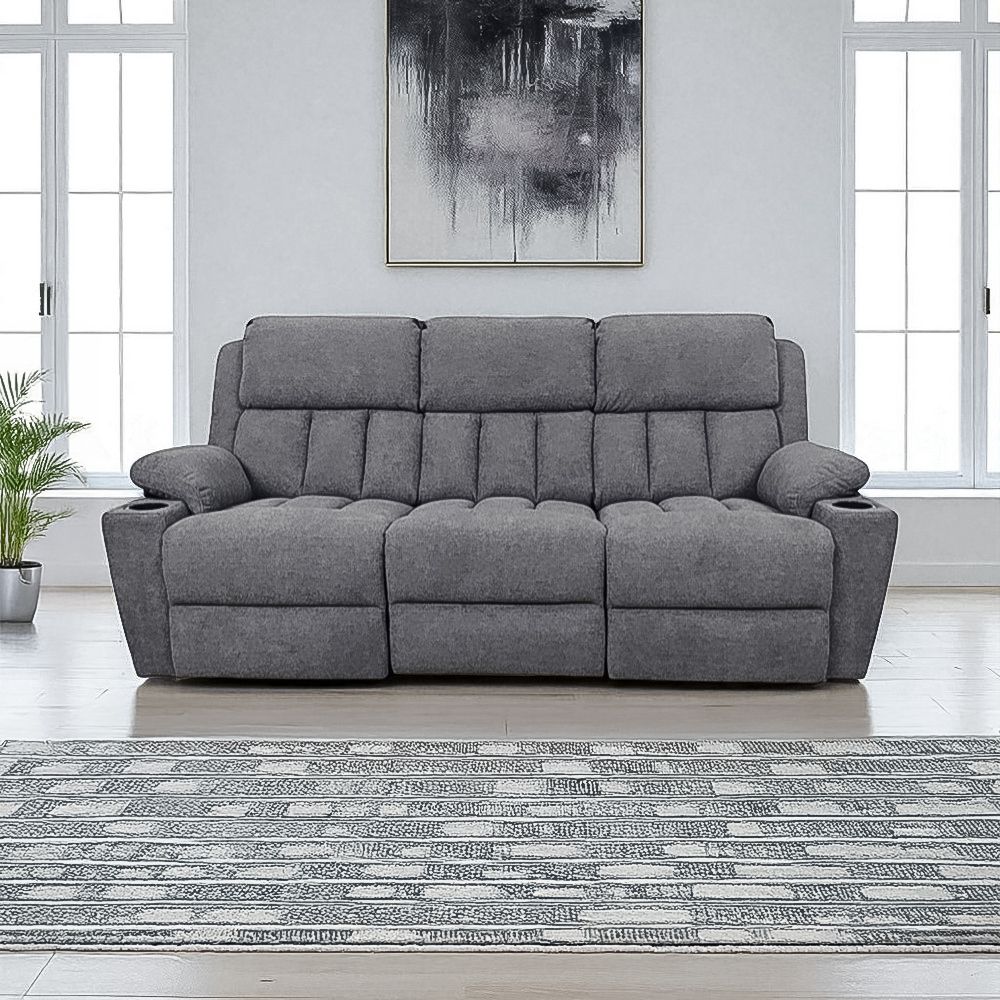 Informa Costa II Sofa Recliner Fabric 3 Seater - Abu-Abu