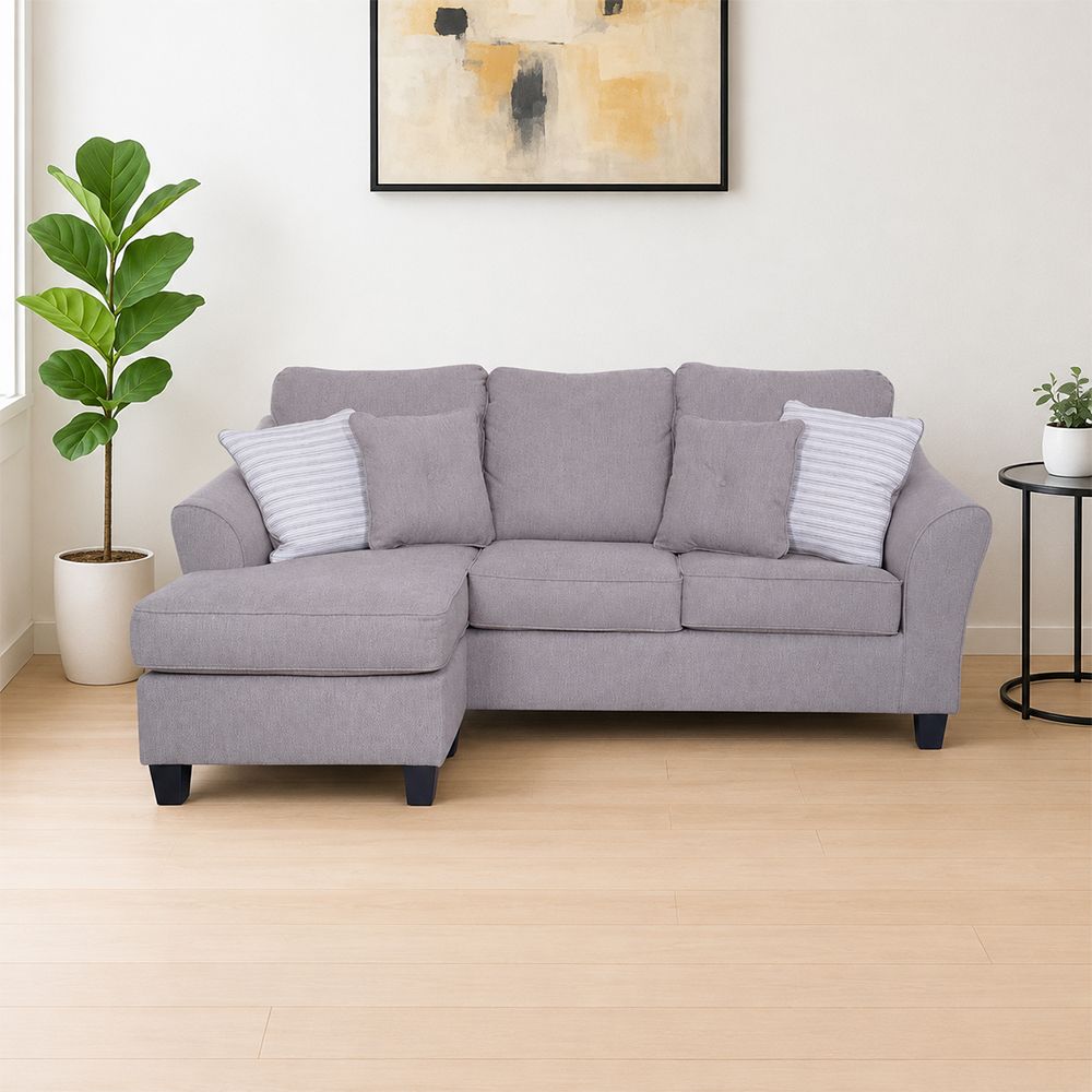 Ashley Abney-7 Sofa L Sectional Fabric - Cokelat Muda