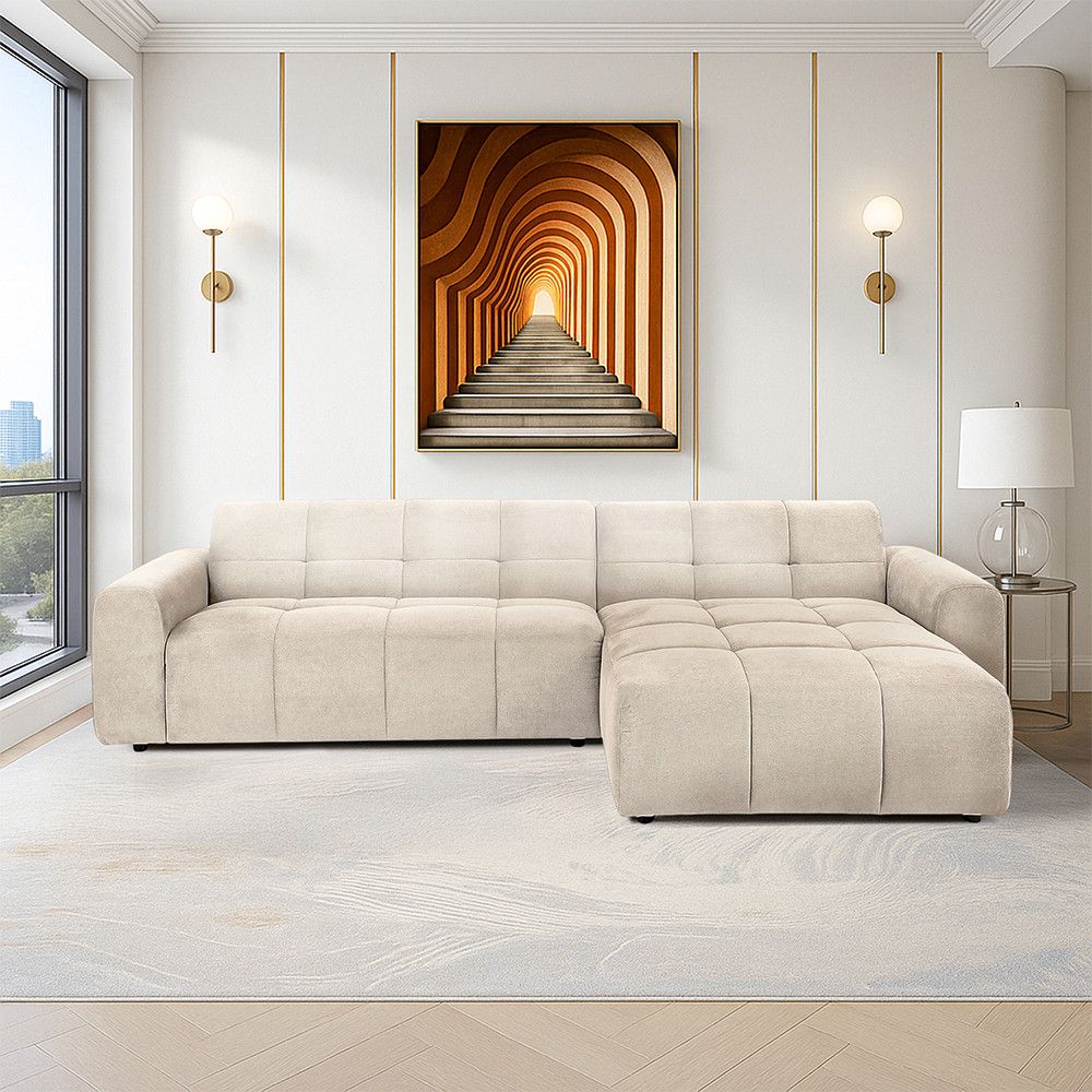 Nordia Columbia Sofa L Sectional Fabric Caso - Krem