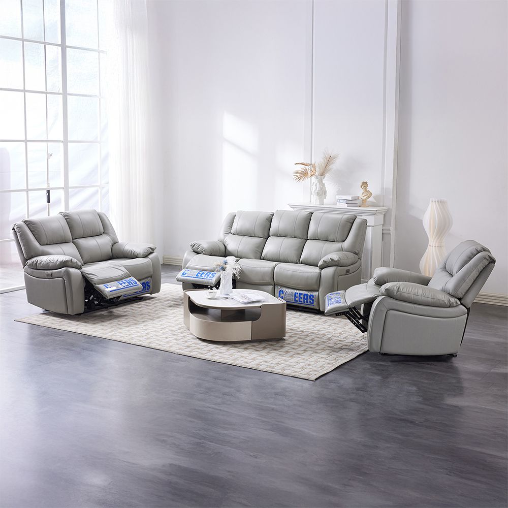 Cheers Malvin Set Sofa Recliner 2 & 3 Seater Leather - Abu-Abu