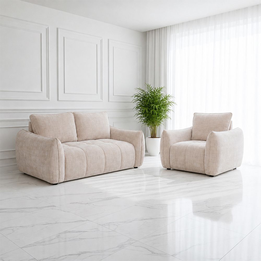 Informa Eloise Set Sofa Fabric 1 & 2 Seater - Krem Beige