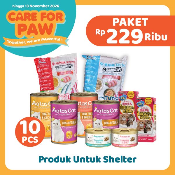 Care For Paw Paket-3 Makanan & Minuman Untuk Kucing Set 10 pcs