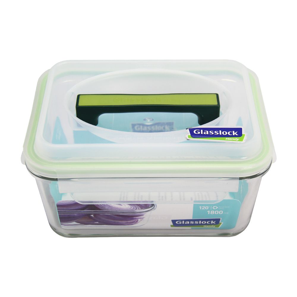 Glasslock Handy Wadah Makanan Rectangle 1.8 Liter Transparan Random